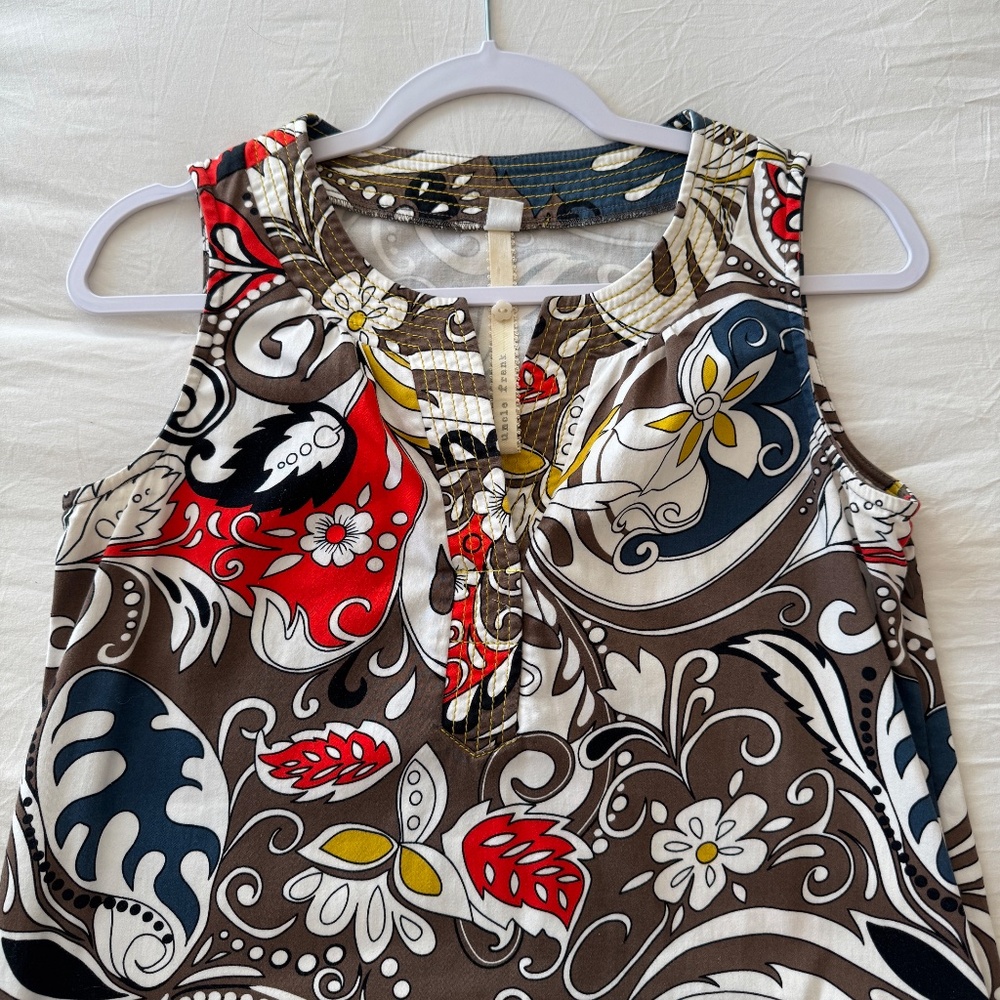 UNCLE FRANK Preppy Colorful Classy Sleeveless V Neck Summer Dress / Size Small - Picture 3 of 14